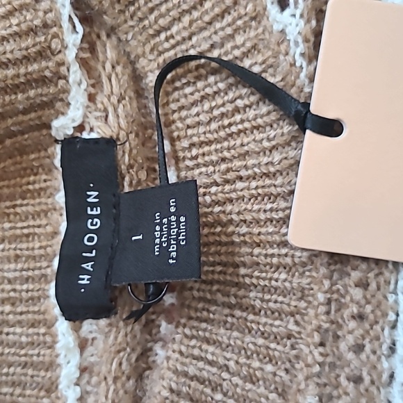 Nwt! Halogen stripe belle sleeve sweater in amphora/ antique white - Picture 2 of 4